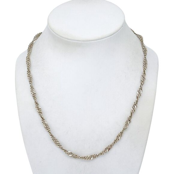 Vintage Italy Sterling Silver 925 4.4mm Singapore Chain Necklace 18.5" - Picture 1 of 3